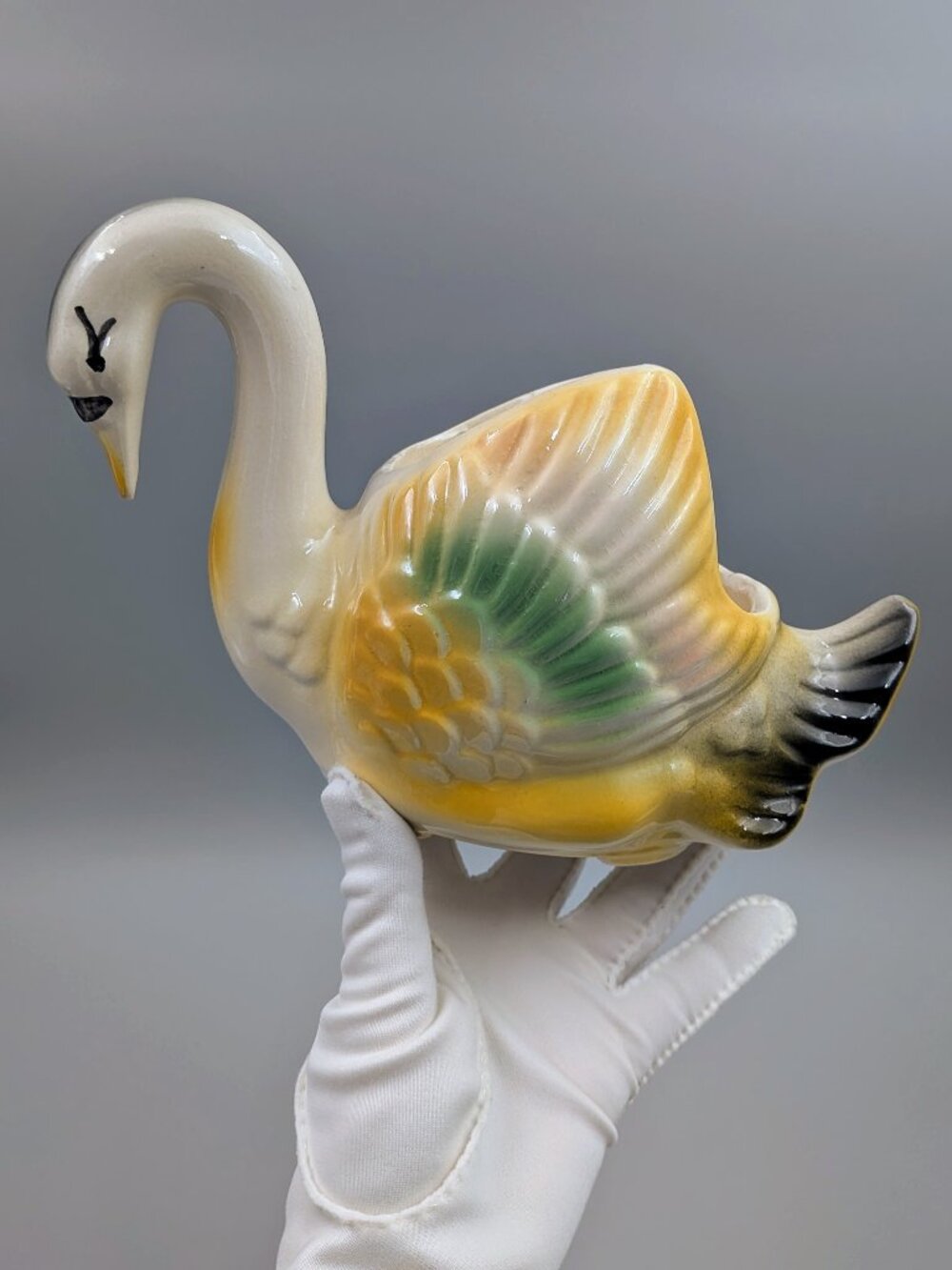 Vintage American Bisque Swan Planter USA 7001 -Midcentury Cottagecore Retro Home